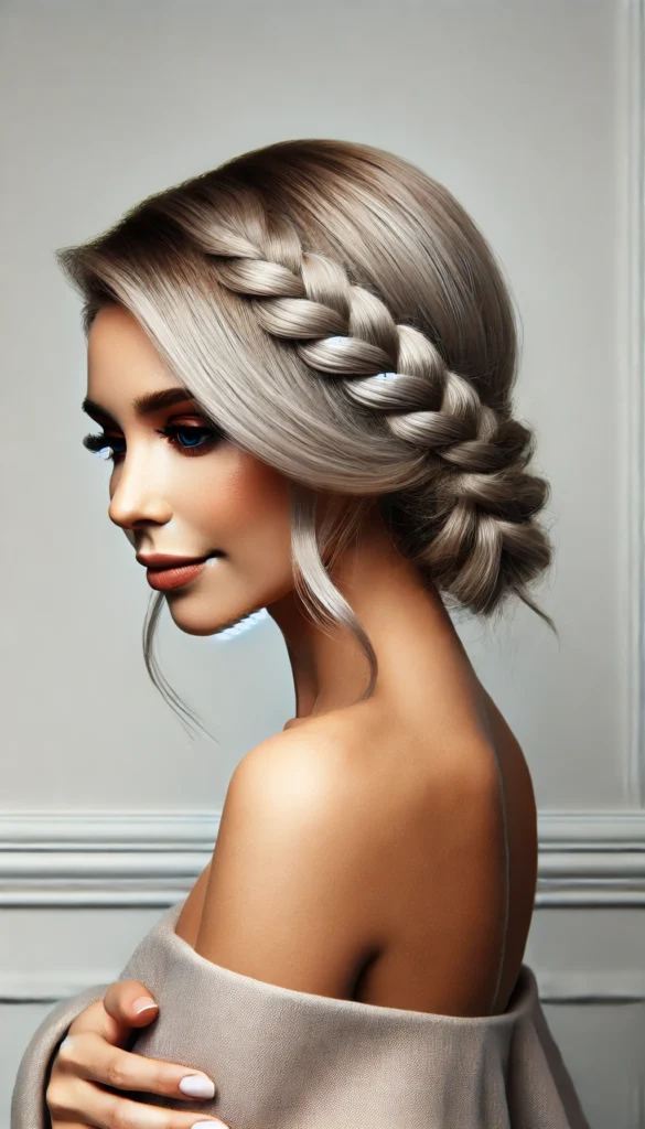 Ash Blonde Side-Braided Hairstyle