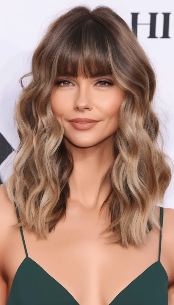 Beachy Waves with Bangs