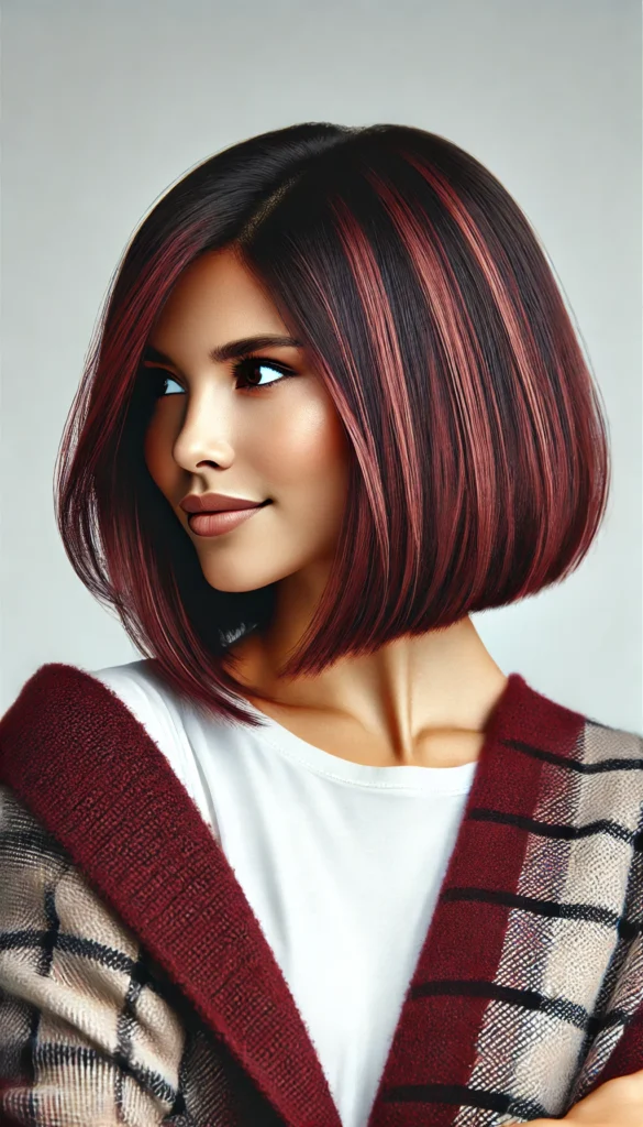 Burgundy Bob with Highlights