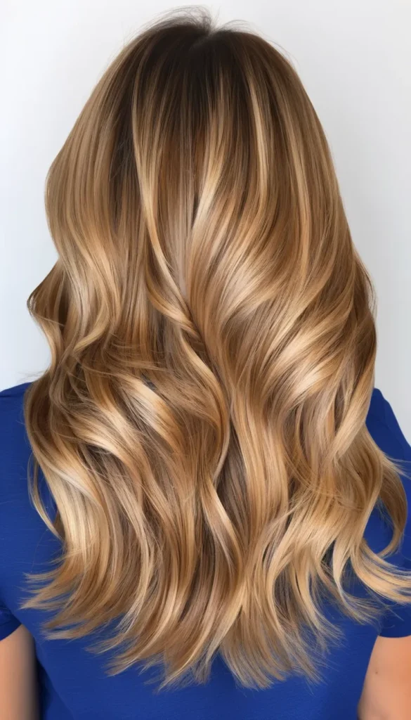 Caramel Waves with Blond Highlights 