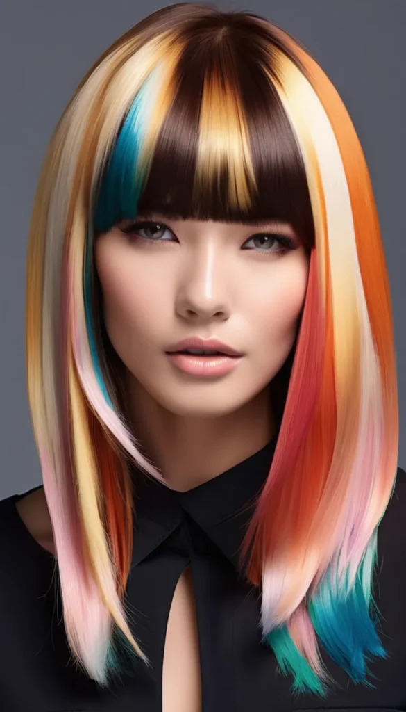 Color Block Hair with Full Fringe