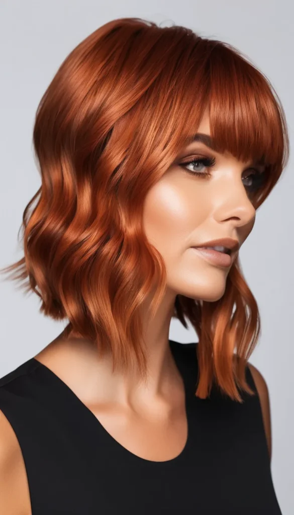 Copper Messy Shoulder length Cut