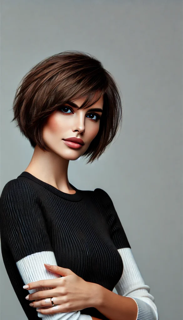 Cropped Choppy Brunette Bob