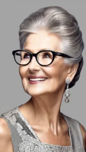 hairstyle for women over 60 with glasses