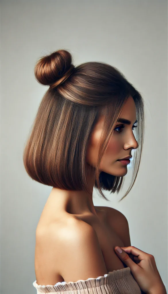 Half Bun Updo on a Bob