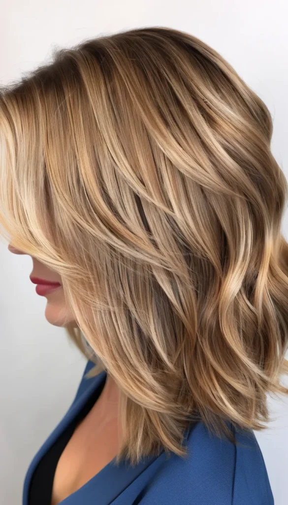 Honey Blonde Layered Lob