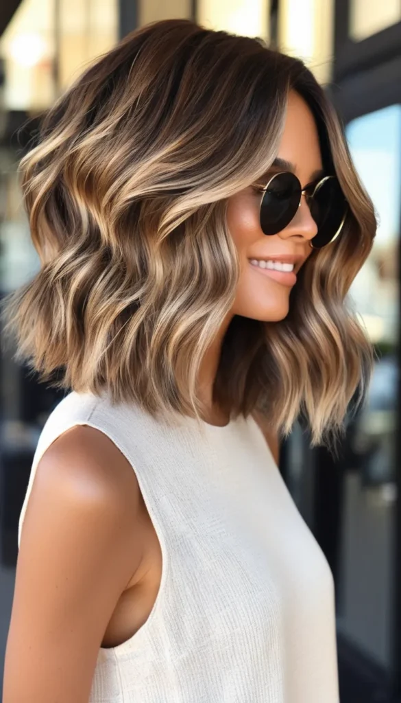 Layered Sun-Kissed Choppy Bob