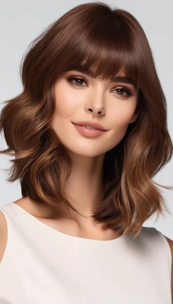 Shoulder Length Cut with A-Shape Bangs