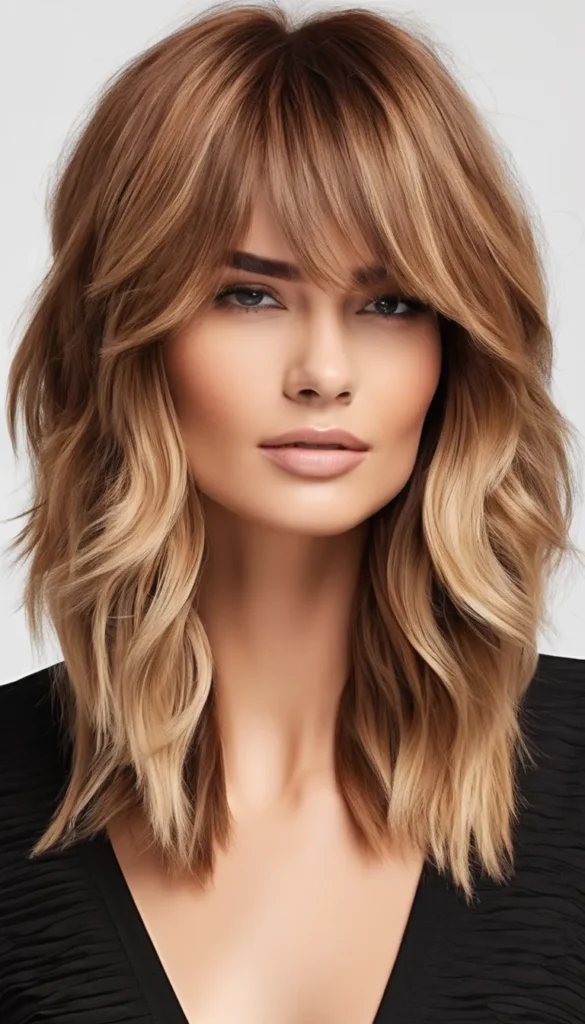 Shoulder Length Hair with Long Bangs