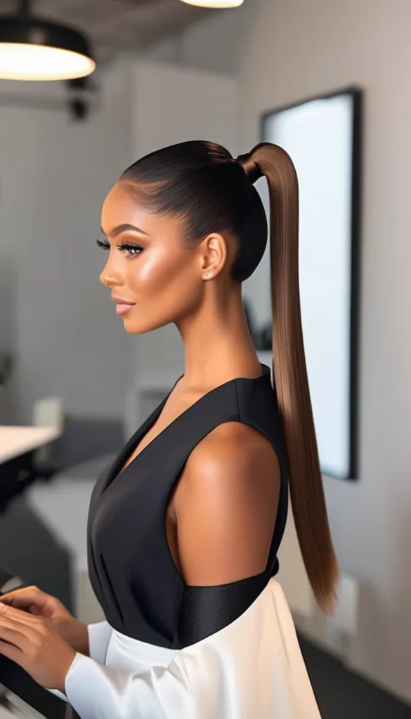 Sleek Ponytail for Long Hair