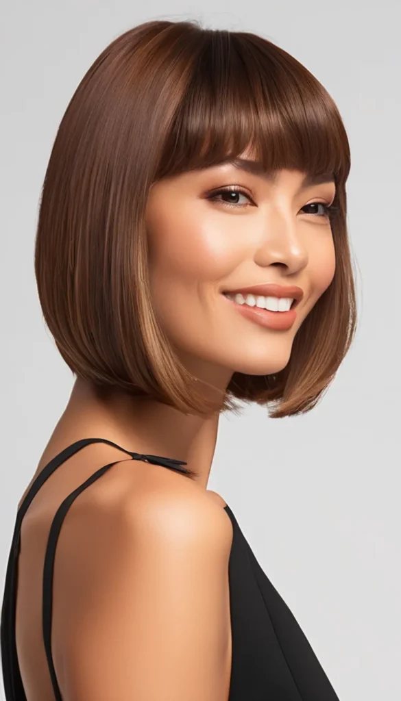 Sleek and Straight Bob with Bangs