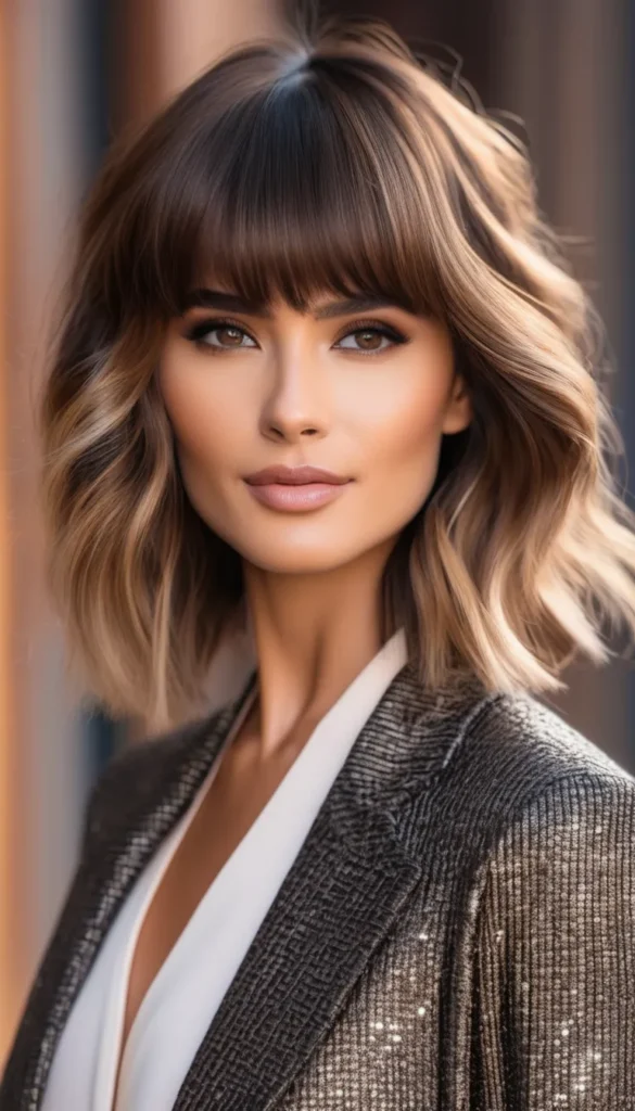 Voluminous Lob with Bangs