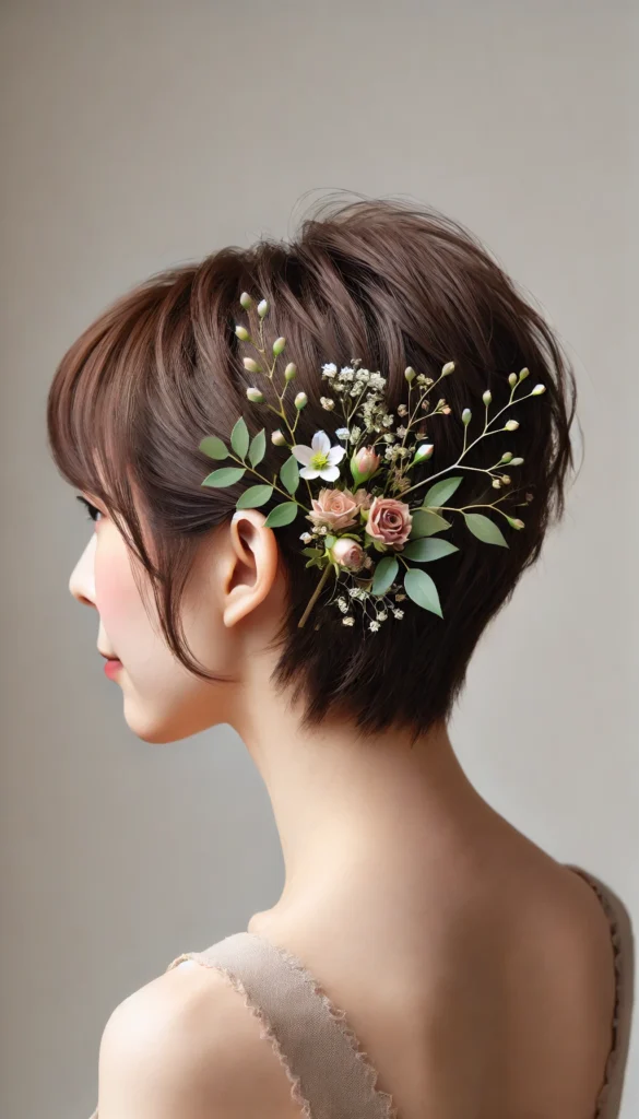 Flower Arrangement in Short Hair