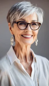 Short Hairstyles for Women Over 50 with Glasses