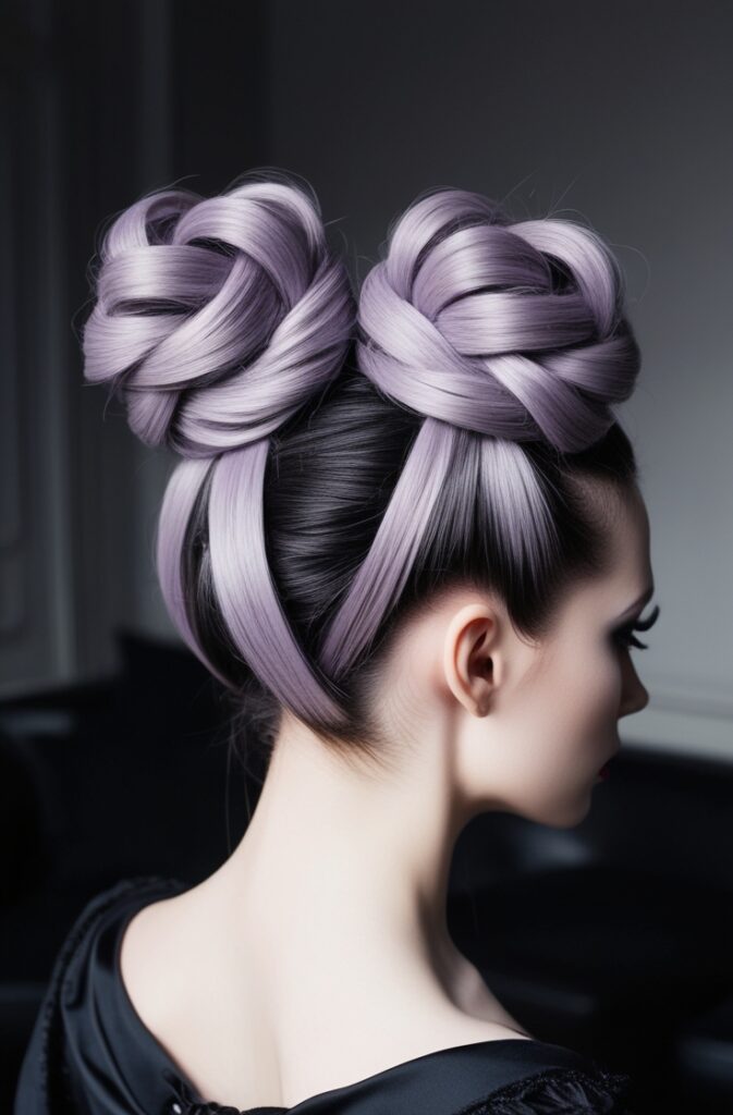 Ashy Lilac Double Twisted Buns