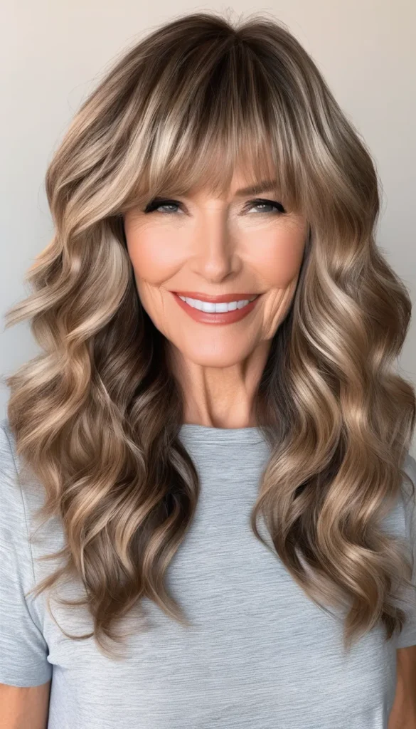 Beachy Waves with Long Bangs