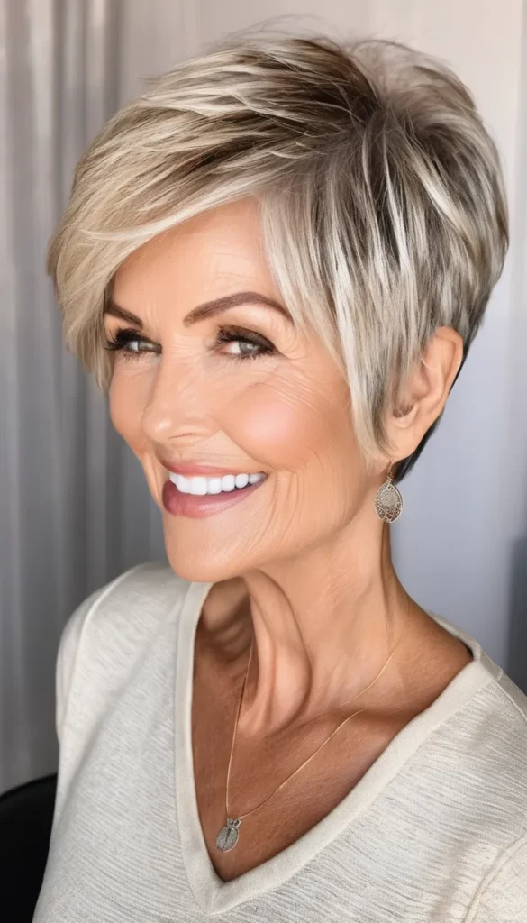 Blonde Choppy Pixie for Older Women