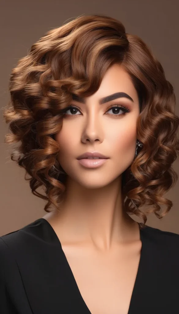 Curly Asymmetrical Bob