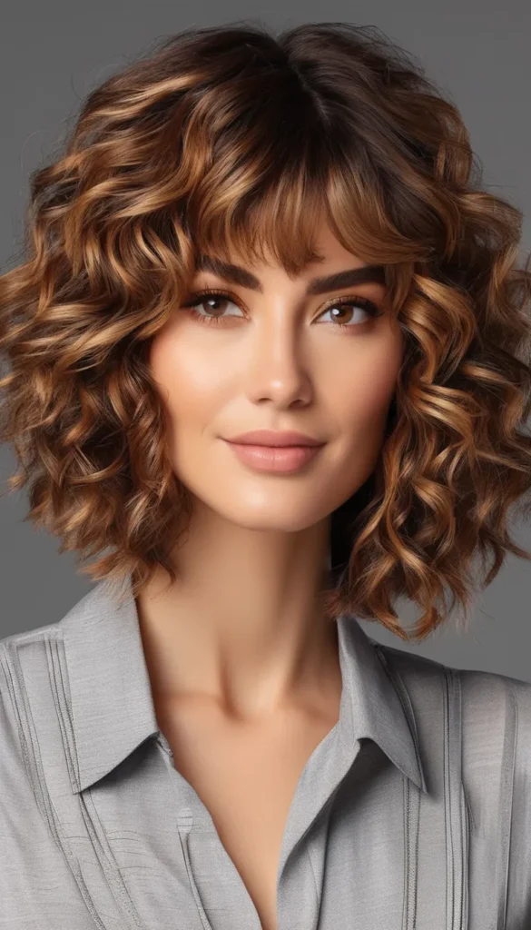 Curly Bob with Bangs