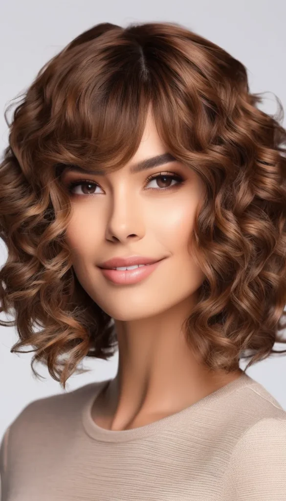 Curly Bob with Side Bangs