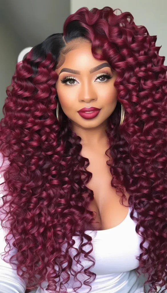 Curly Burgundy 1 - Hairstyle Buddy