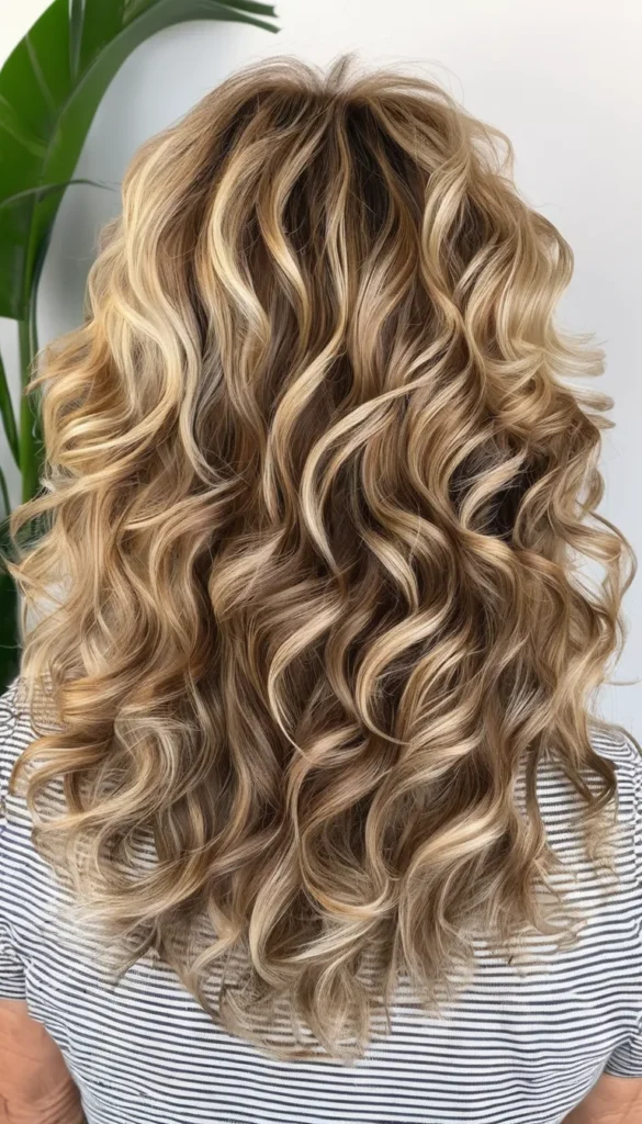 Curly Shag with Blond Highlights