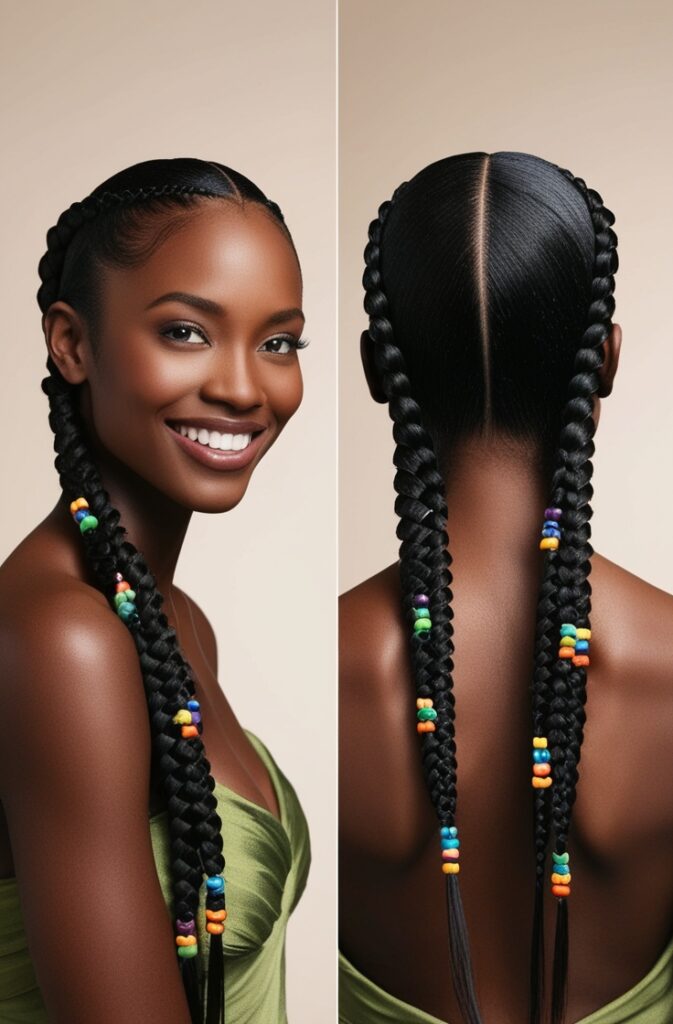 27 Best African Braid Hairstyle Ideas in 2025 11 Dutch Braids with Beads