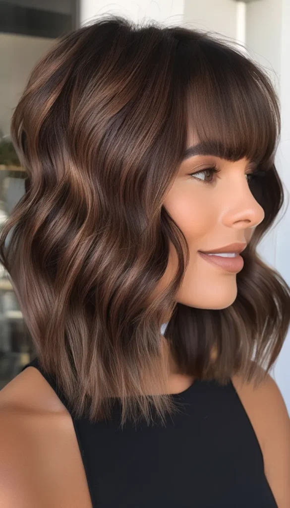 Edgy Lob with Thick Fringe