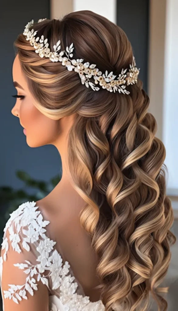 Floral Crown with Loose Waves