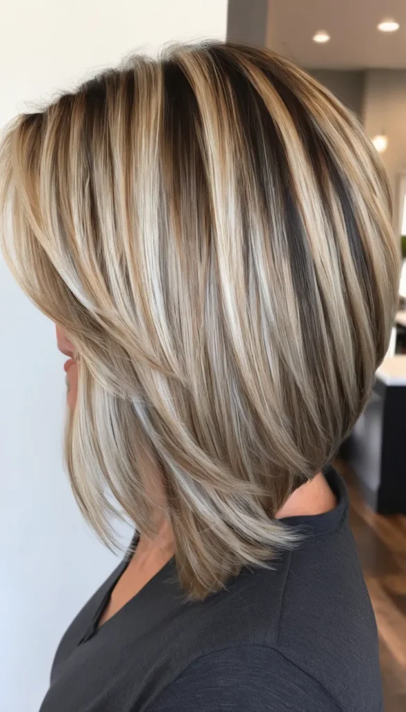 Inverted Bob with Chunky Highlights