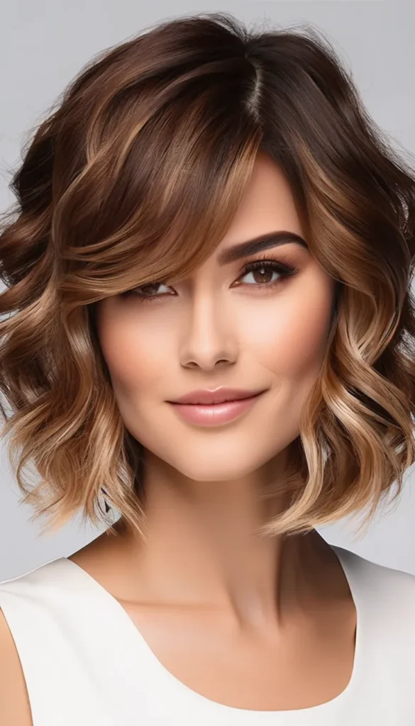  Layered Waves with Swooping Bangs