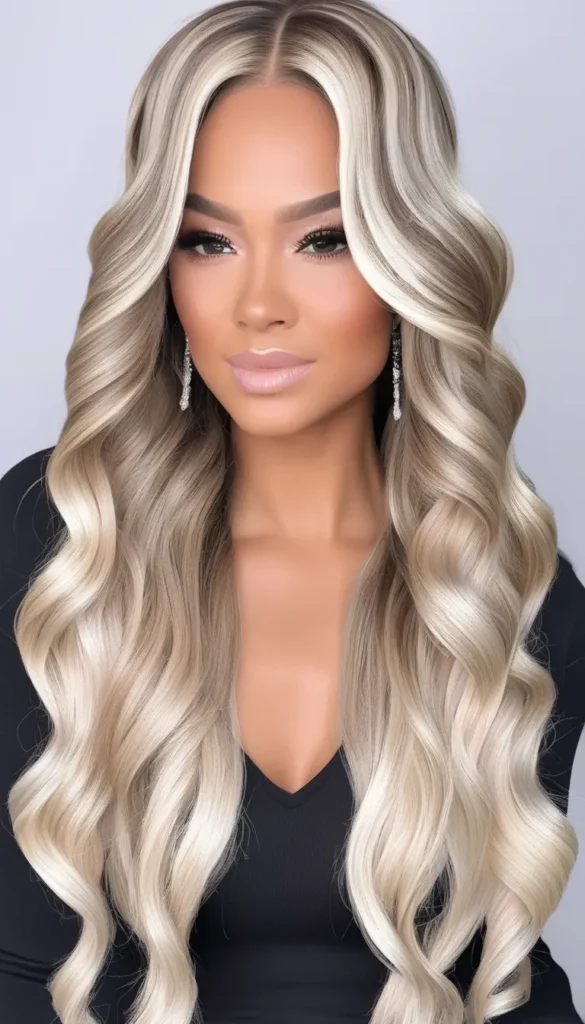 Long Frosted Blonde Waves