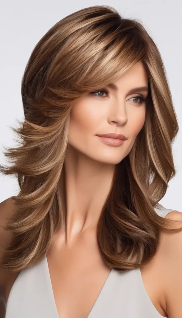 Long Layers with Side-Swept Bangs