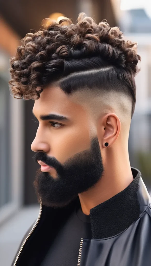 Low Fade with Long Curls