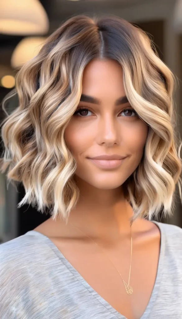 Messy Blonde Balayage Bob