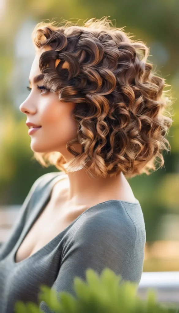 Short Curly Bob with Braid