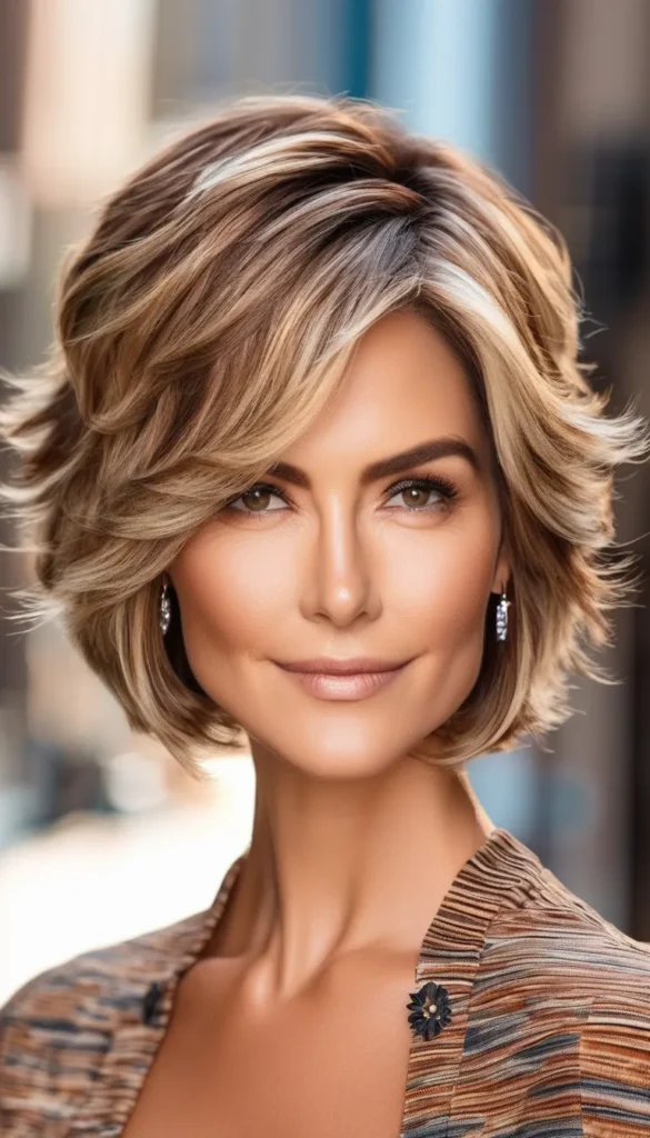 Short Feathered Haircut with Highlights