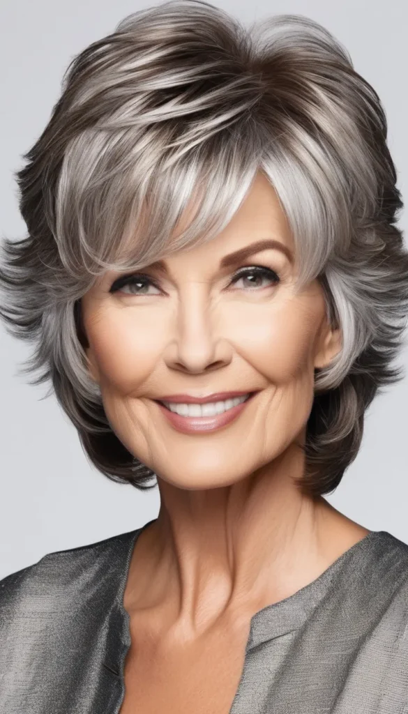 Short Layered Shag for Grey Hair