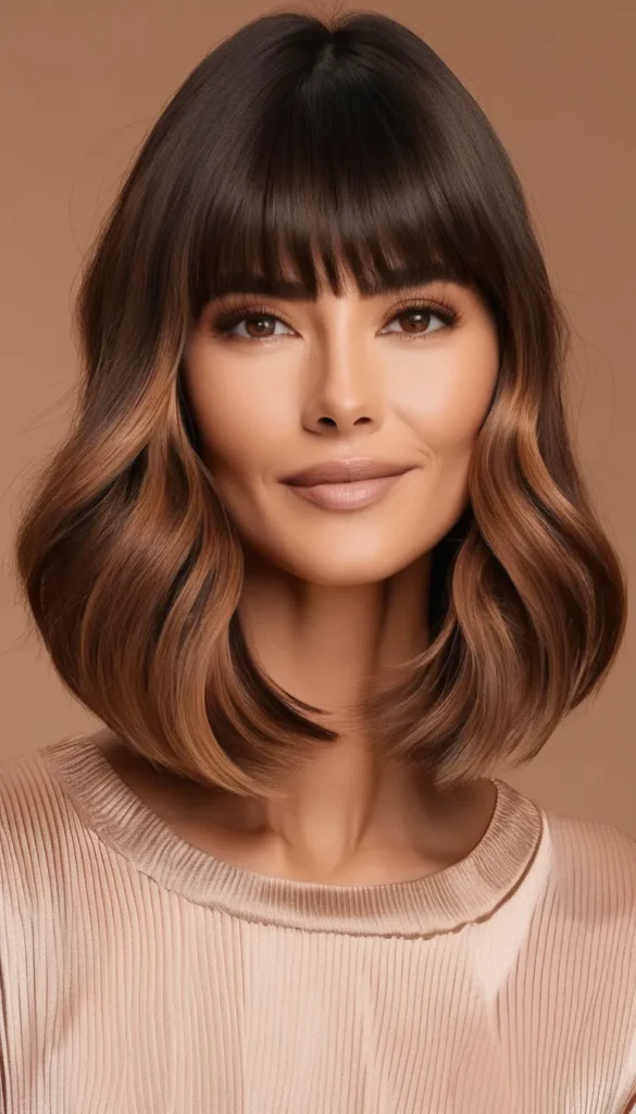 Short Wavy Layers with Bangs