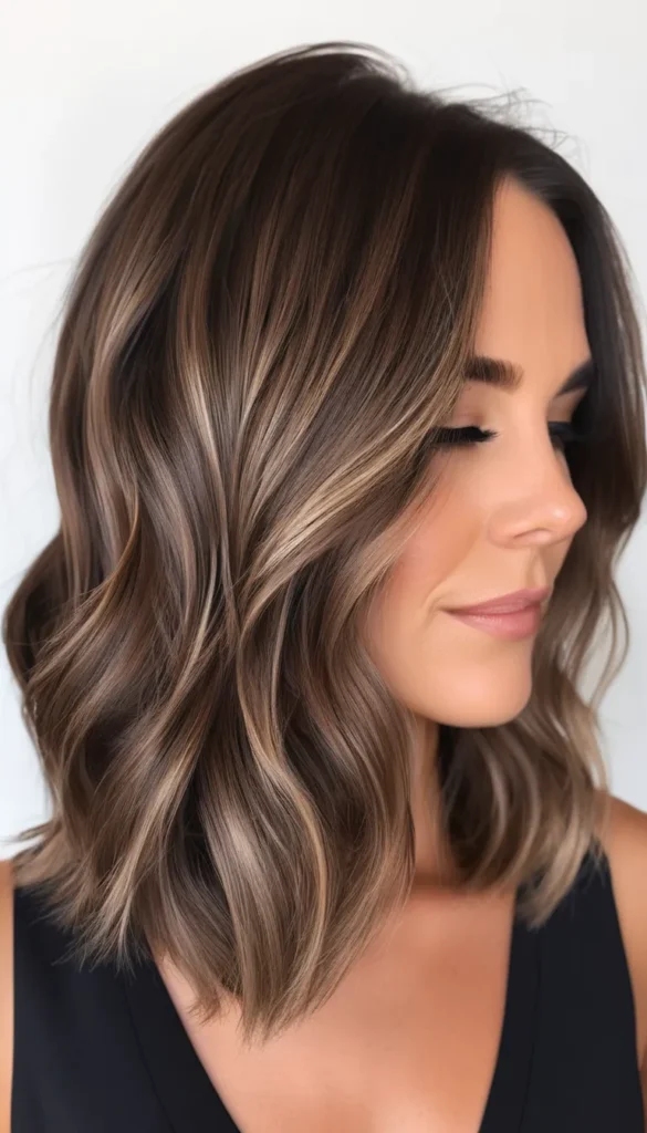 Shoulder-Length Brunette Lob