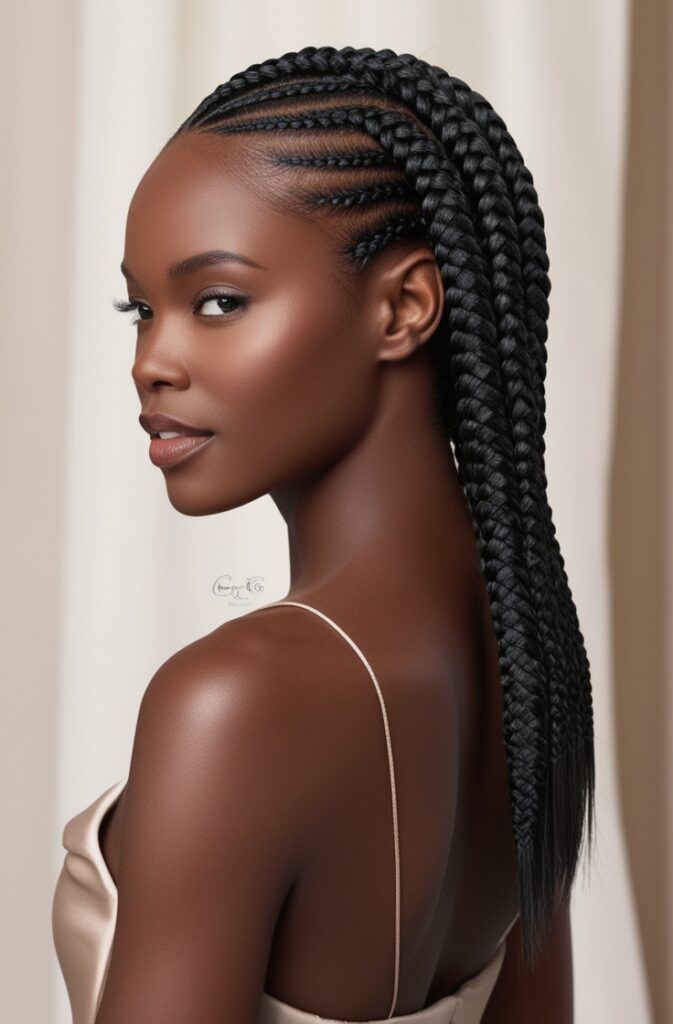 27 Best African Braid Hairstyle Ideas in 2025 22 Side Swept Braids