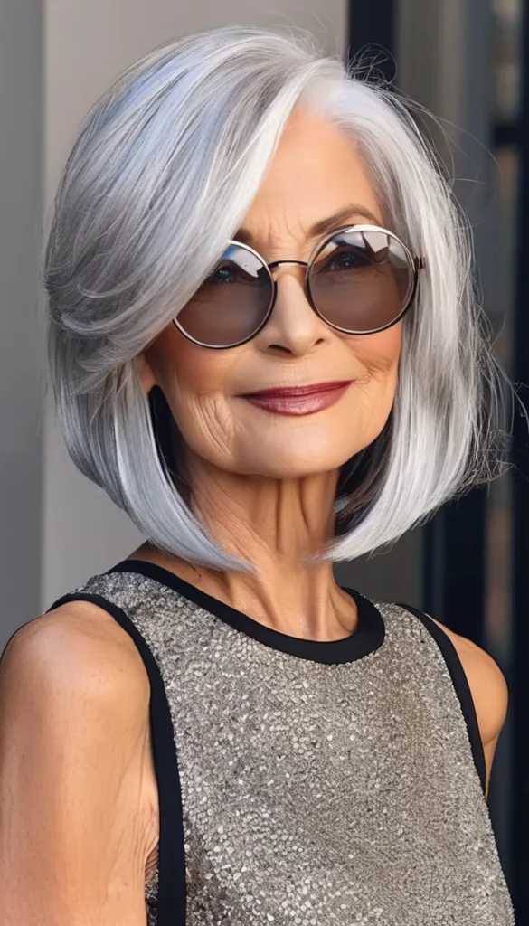 Silver Bob with Bangs