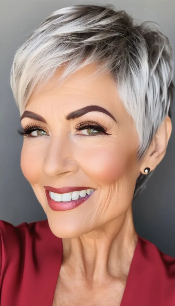 Silver Pixie with Side-Swept Bangs