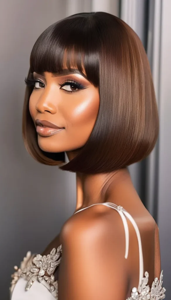 Sleek Bob with Thick Bangs