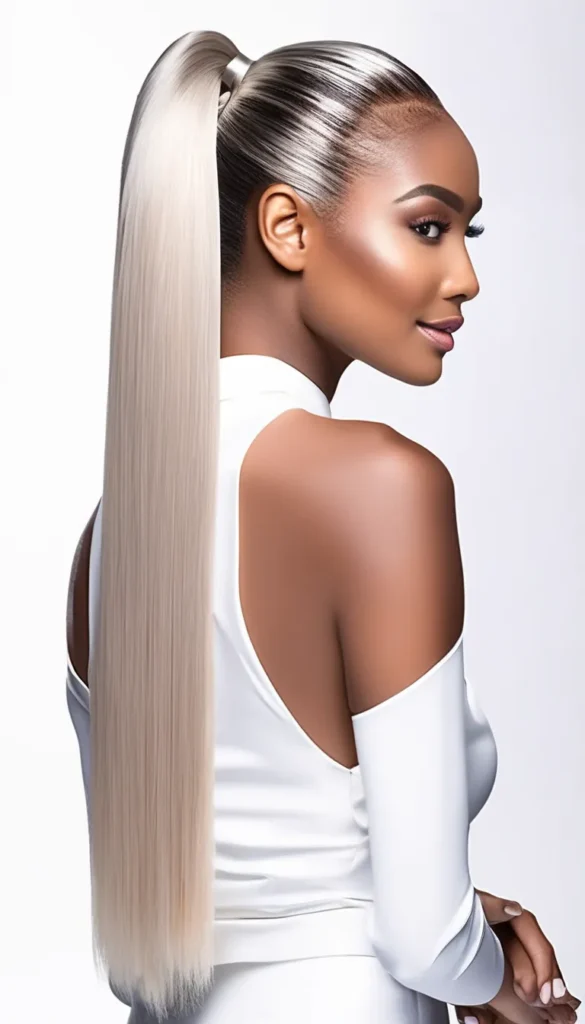 Sleek & Straight Platinum Ponytail