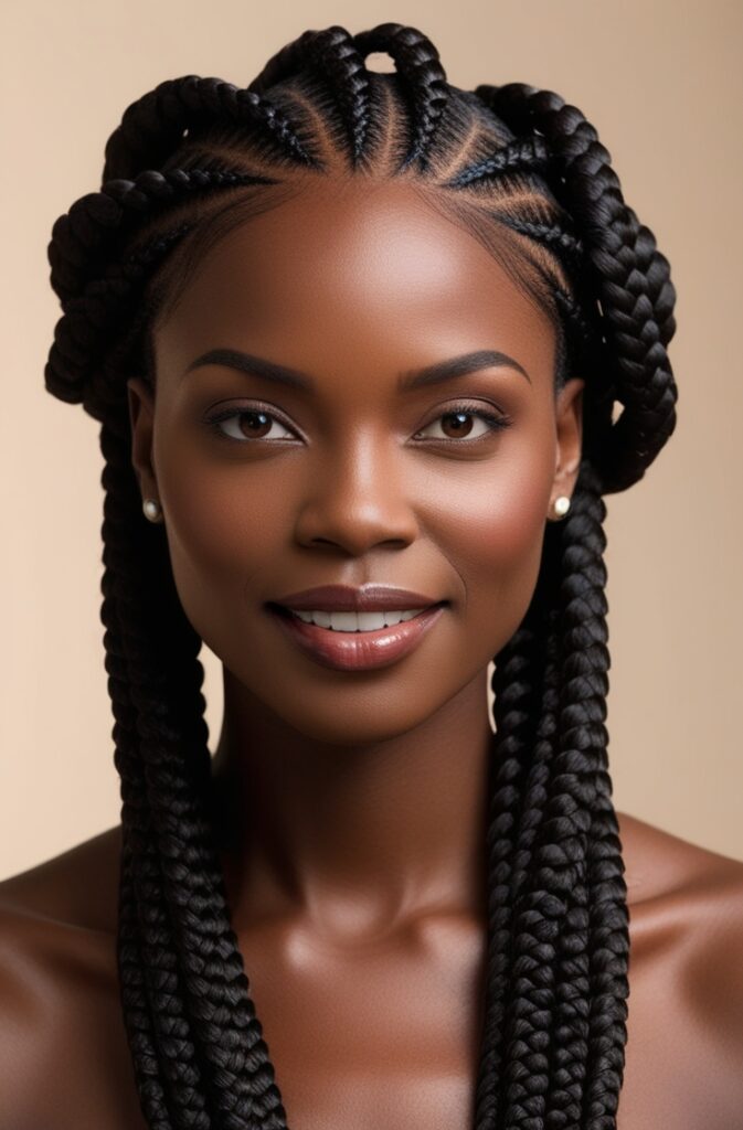 27 Best African Braid Hairstyle Ideas in 2025 16 Twisted Halo Braids