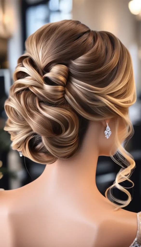 Romantic Updo with Curled Tendrils