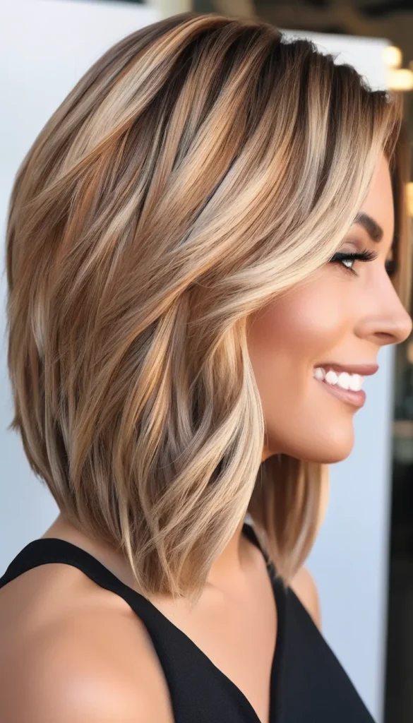 Wavy Choppy Bronde Balayage Bob