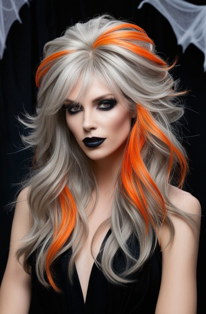 Ash Blonde Hair with Orange Highlights