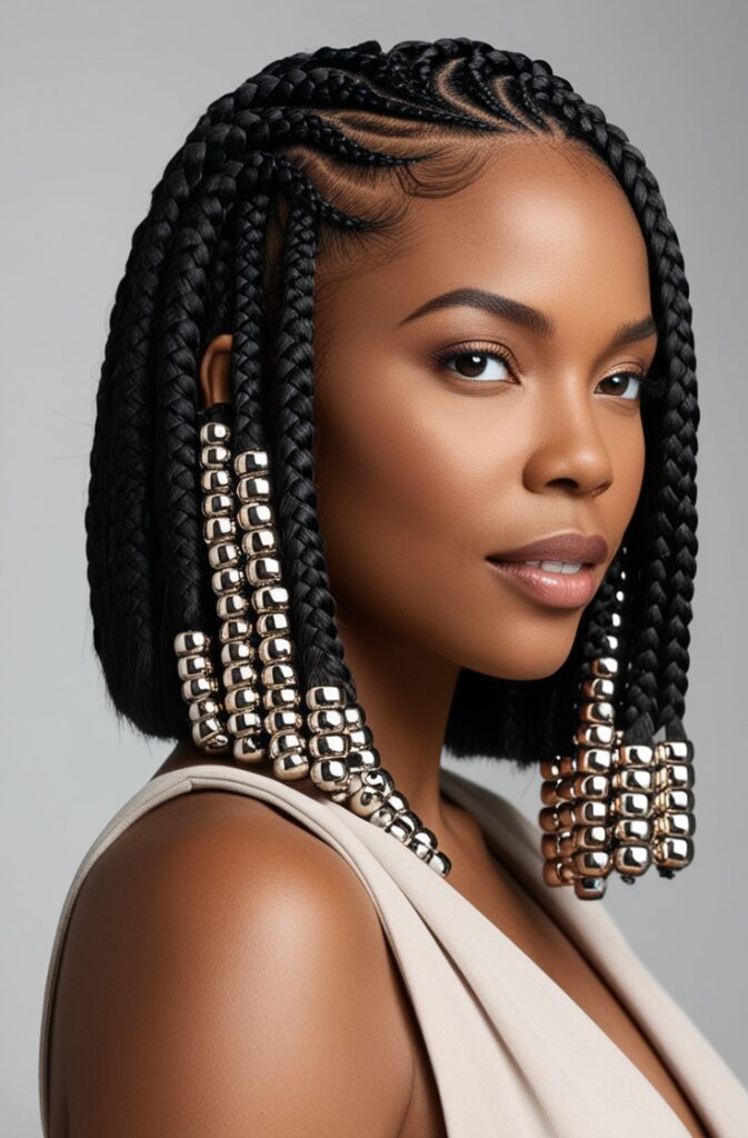 22 Best Bob Braids You Can Try in 2025 21 Braided Bob with Metallic Accessories